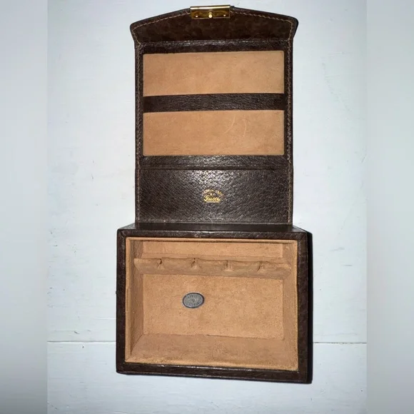 Vintage Gucci Italian Leather Jewelry & Travel Case – Monogrammed Made in Italy - Picture 2 of 10